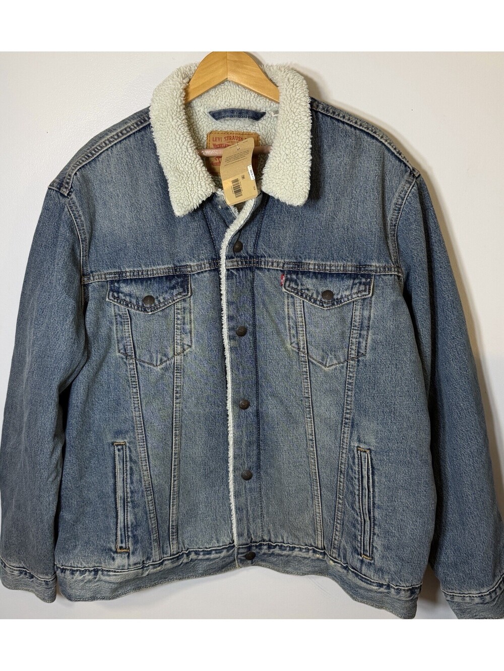 Levi’s Men’s Sherpa Trucker Denim Classic Jacket NWTS Fleece Blue Coat 2X